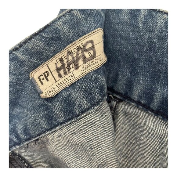 Free People Size 0 Zip to It Denim Mini Jean Skirt Chloe Wash Boho - Picture 6 of 10